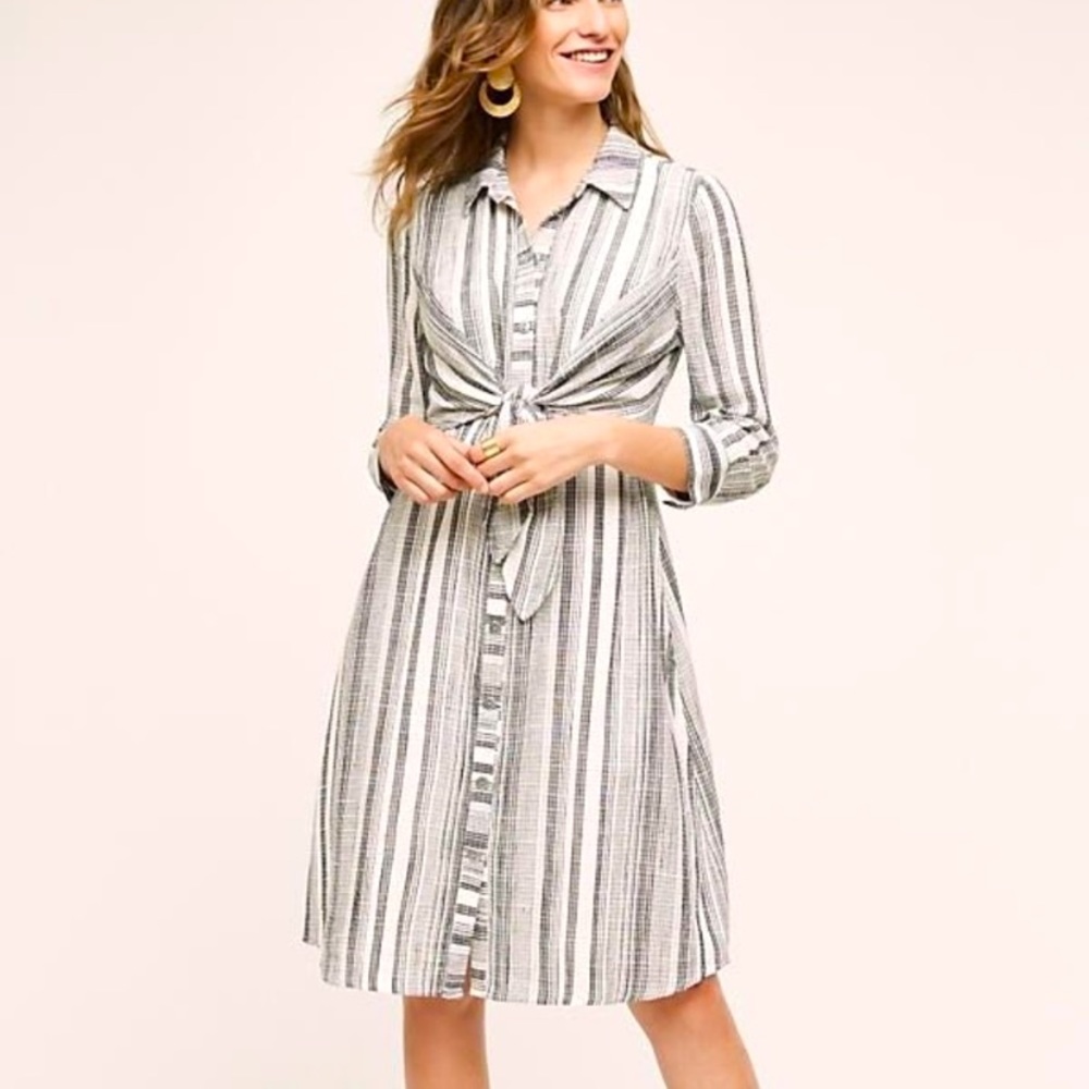 Anthropologie HD in Paris Striped Tie Front dress - Picture 1 of 12